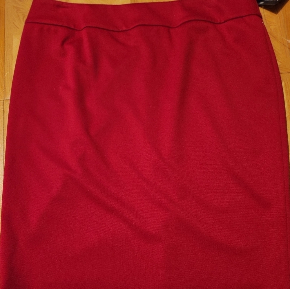 Kasper Pencil Skirt Fire Red Size 16 Straight Fully Lined